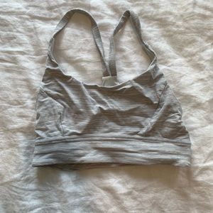 Grey and white lululemon sports bra